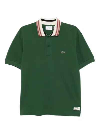 Lacoste Striped-collar Polo Shirt In Green
