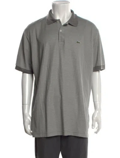 Pre-owned Lacoste Striped Collar Polo Shirt In Grey