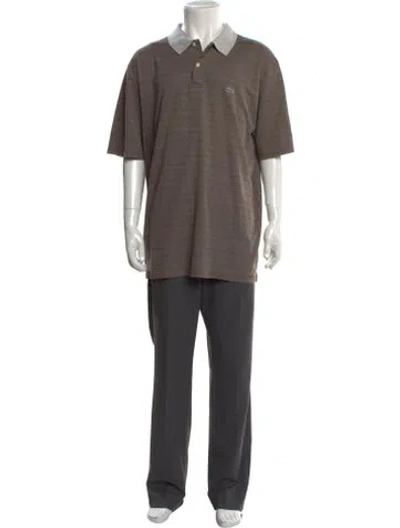 Pre-owned Lacoste Striped Collar Polo Shirt In Neutrals