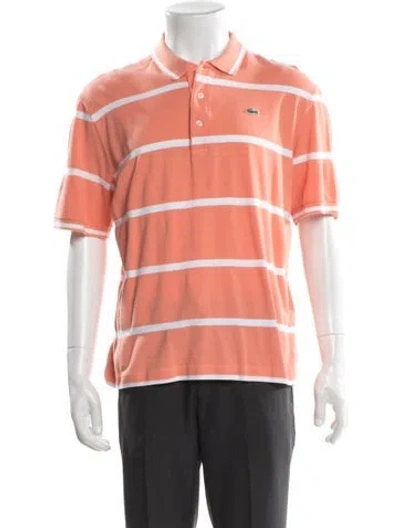 Pre-owned Lacoste Striped Collar Polo Shirt In Orange