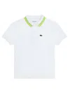 Lacoste Striped-collar Polo Shirt In White