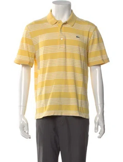 Pre-owned Lacoste Striped Collar Polo Shirt In Yellow
