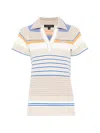 Lacoste Striped Collared Polo Top In Multi