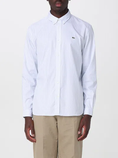 Lacoste Striped Cotton Casual Shirt In White