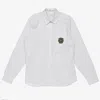 Lacoste Striped Cotton Poplin Long-sleeve Shirt In White
