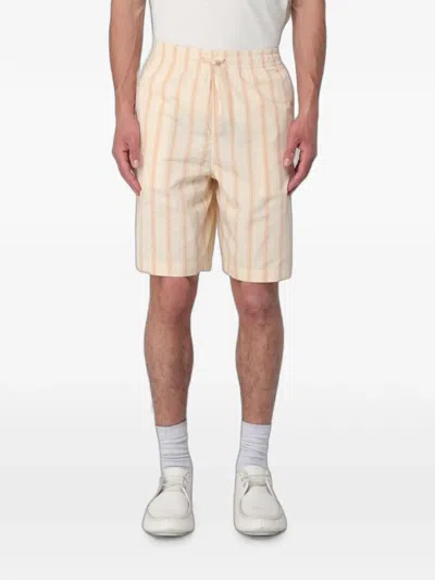 Lacoste Striped Cotton Shorts In Neutral