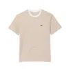 Lacoste Striped Crew Neck Cotton T-shirt In White