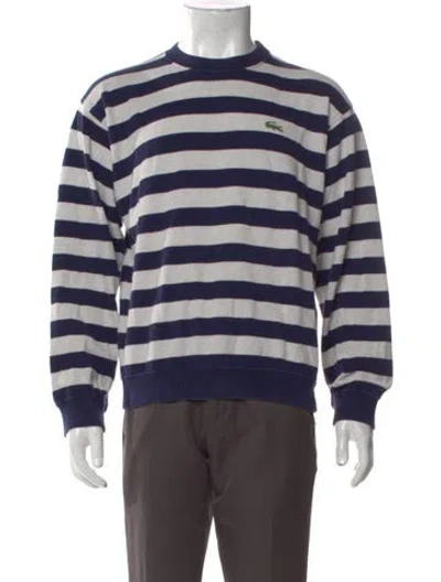 Pre-owned Lacoste Striped Crew Neck Pullover In Blue