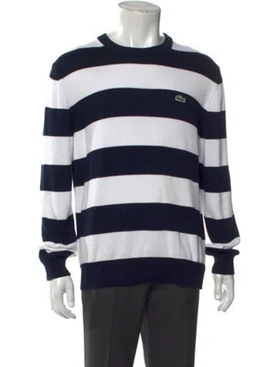 Pre-owned Lacoste Striped Crew Neck Pullover In Blue