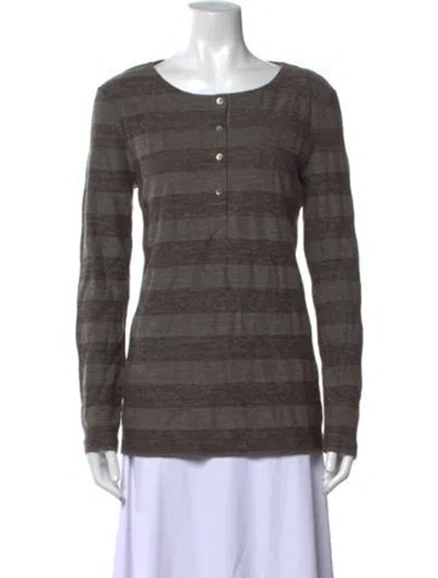 Pre-owned Lacoste Striped Crew Neck Sweater In Grey