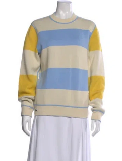 Pre-owned Lacoste Striped Crew Neck Sweater In Neutral