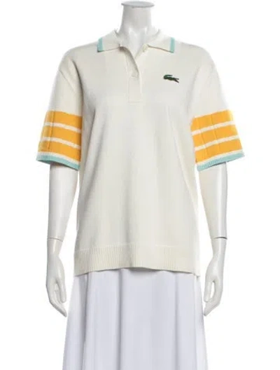 Pre-owned Lacoste Striped Crew Neck Sweater In Neutrals
