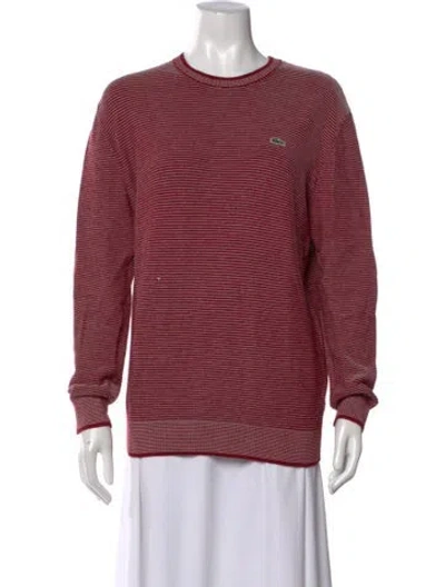 Pre-owned Lacoste Striped Crew Neck Sweater In Red