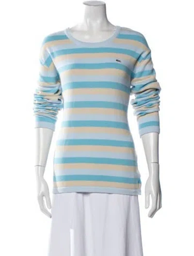 Pre-owned Lacoste Striped Crew Neck Sweater W/ Tags In Blue