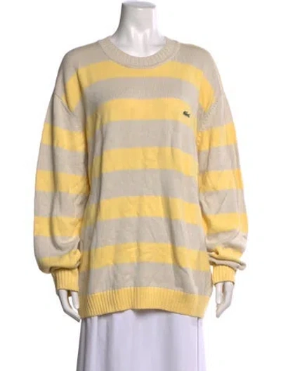Pre-owned Lacoste Striped Crew Neck Sweater W/ Tags In Yellow