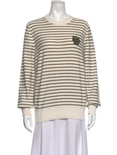Pre-owned Lacoste Striped Crew Neck Sweatshirt W/ Tags In Neutrals
