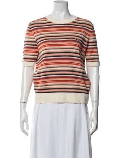 Pre-owned Lacoste Striped Crew Neck Top In Multicolor
