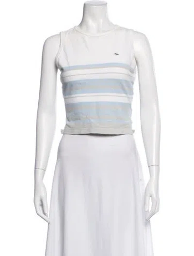 Pre-owned Lacoste Striped Crew Neck Top In White