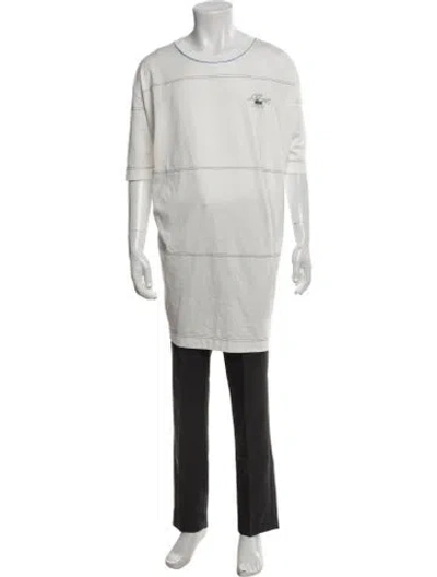 Pre-owned Lacoste Striped Crew Neck T-shirt W/ Tags In White