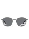 Lacoste Striped Enamel Oval-frame Sunglasses In Gray