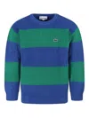 Lacoste Striped Jumper In Blue