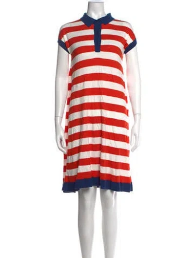 Pre-owned Lacoste Striped Knee-length Dress In Orange