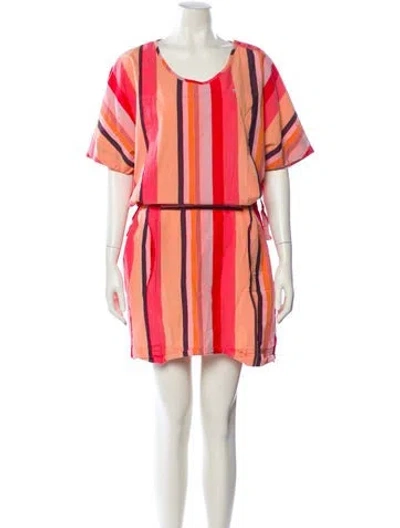 Pre-owned Lacoste Striped Knee-length Dress In Pink