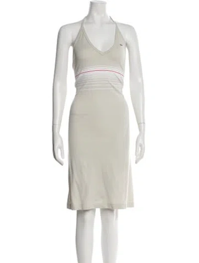 Pre-owned Lacoste Striped Knee-length Dress W/ Tags In Neutral