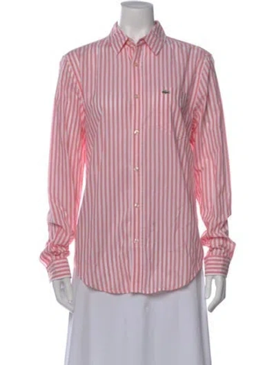 Pre-owned Lacoste Striped Long Sleeve Button-up Top In Pink