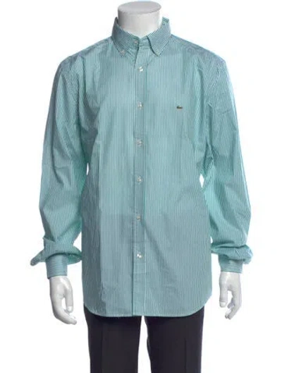Pre-owned Lacoste Striped Long Sleeve Dress Shirt In Blue