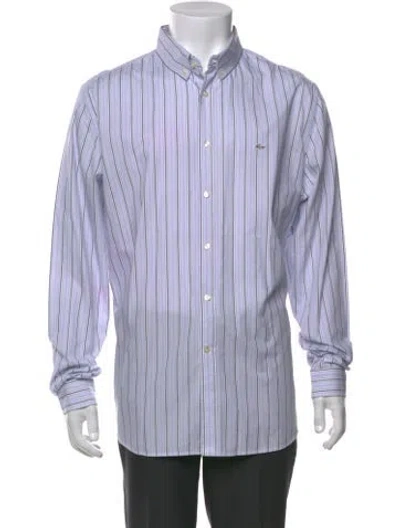Pre-owned Lacoste Striped Long Sleeve Dress Shirt In Blue