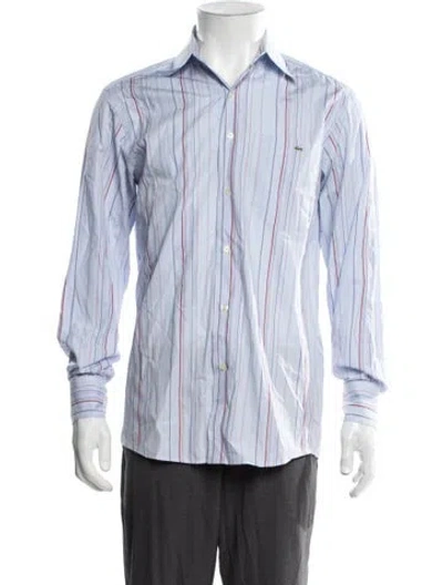 Pre-owned Lacoste Striped Long Sleeve Dress Shirt In Blue