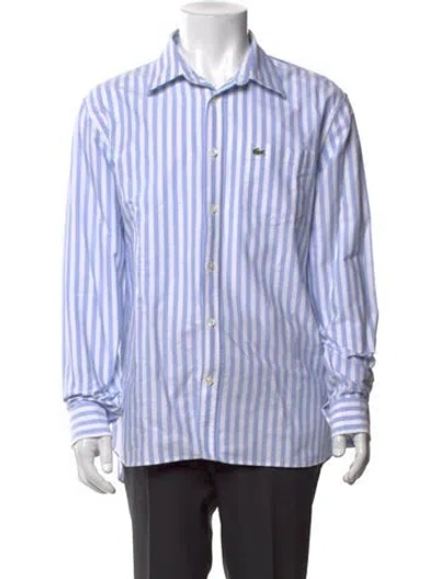 Pre-owned Lacoste Striped Long Sleeve Dress Shirt In Blue