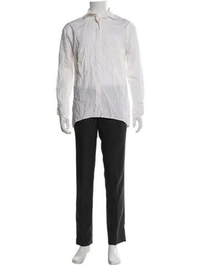 Pre-owned Lacoste Striped Long Sleeve Dress Shirt In Blue