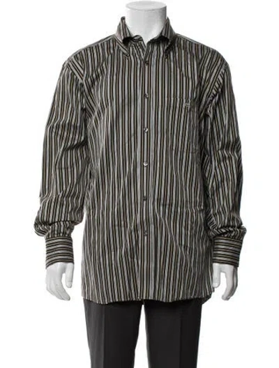 Pre-owned Lacoste Striped Long Sleeve Dress Shirt In Multicolor