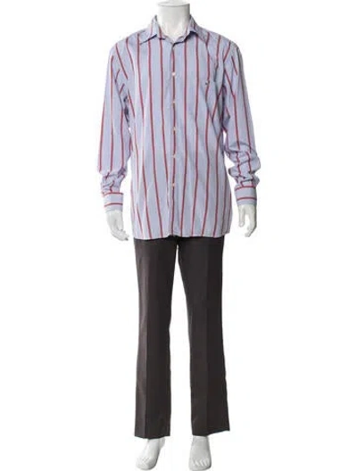 Pre-owned Lacoste Striped Long Sleeve Shirt In Blue