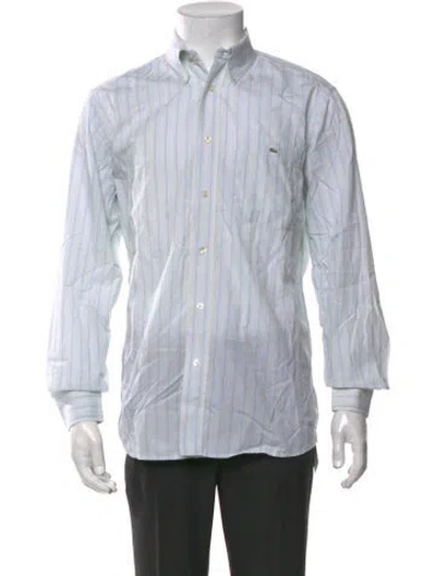 Pre-owned Lacoste Striped Long Sleeve Shirt In Blue