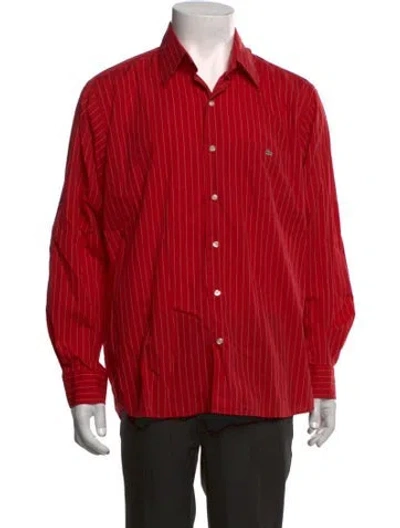 Pre-owned Lacoste Striped Long Sleeve Shirt In Red