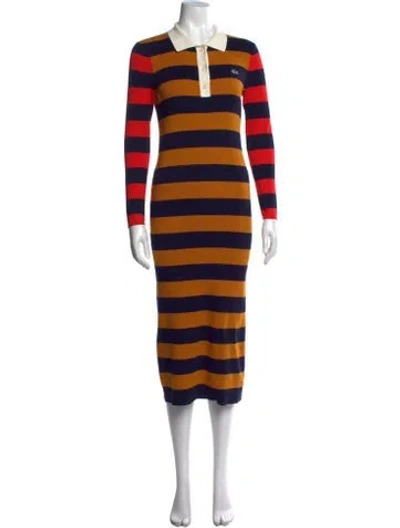 Pre-owned Lacoste Striped Midi Length Dress In Multicolor