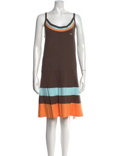 Pre-owned Lacoste Striped Mini Dress In Brown