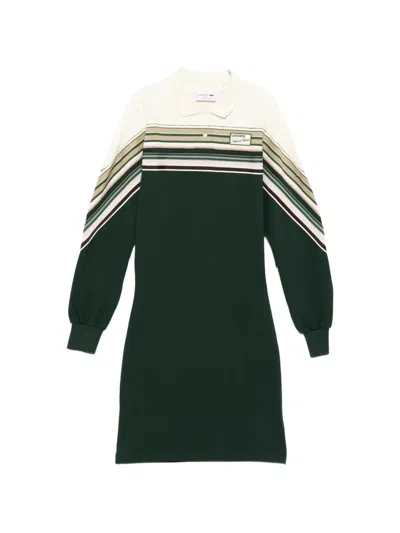 Lacoste Striped Mini Dress In Green