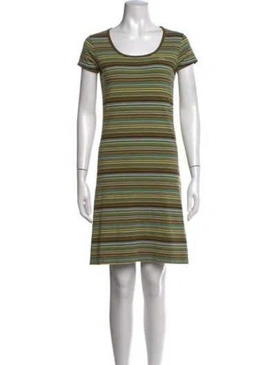 Pre-owned Lacoste Striped Mini Dress In Green