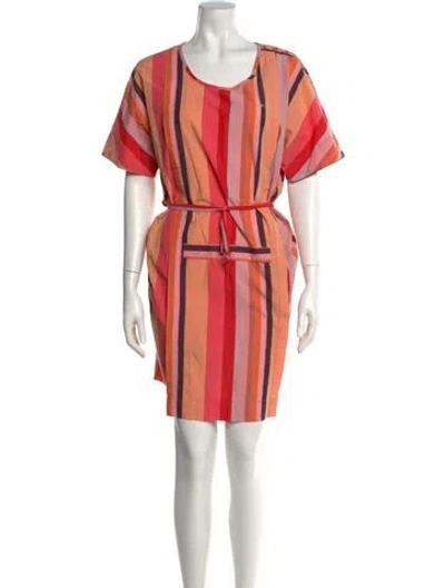 Pre-owned Lacoste Striped Mini Dress In Pink