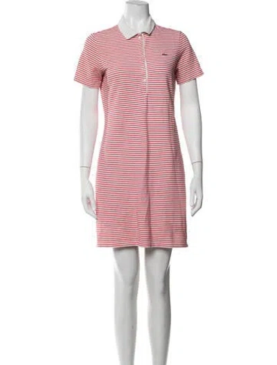 Pre-owned Lacoste Striped Mini Dress In Red