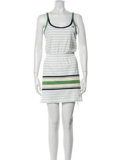 Pre-owned Lacoste Striped Mini Dress In White