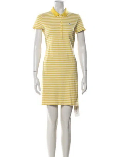 Pre-owned Lacoste Striped Mini Dress In Yellow