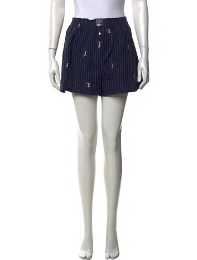Pre-owned Lacoste Striped Mini Shorts In Blue