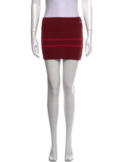 Pre-owned Lacoste Striped Mini Skirt W/ Tags In Red