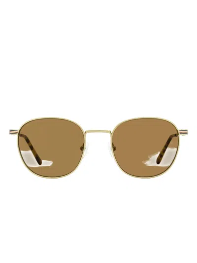 Lacoste Striped Oval-frame Sunglasses In Brown