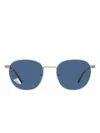 Lacoste Striped Oval-frame Sunglasses In Silver